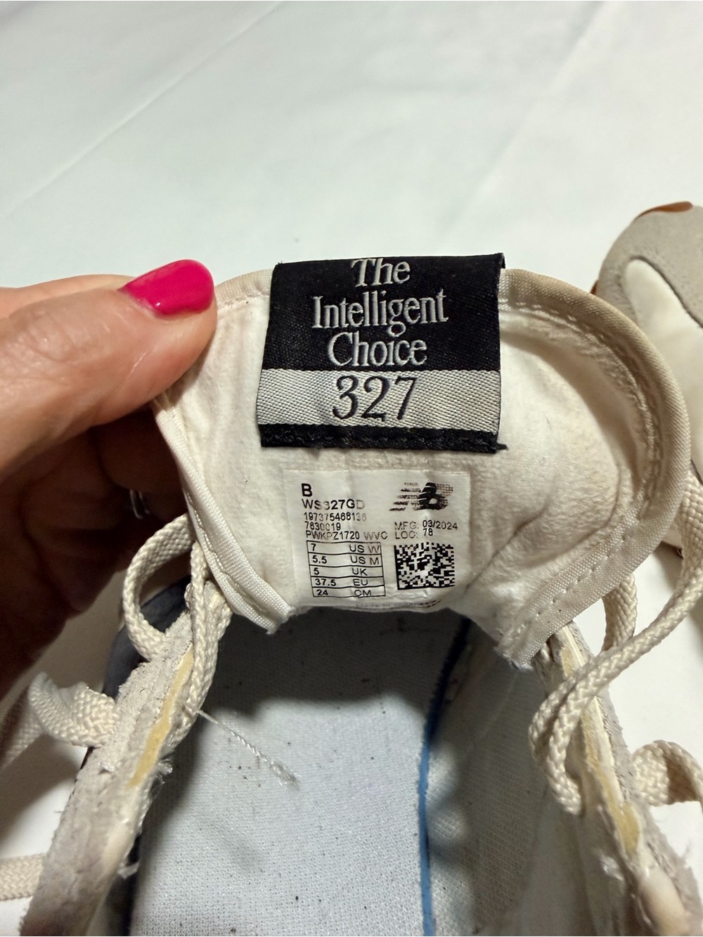 Womens New Balance 327 Athletic Shoe - Moonbeam / Black - Picture 7 of 12